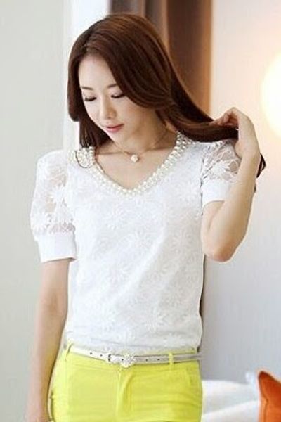 Áo somi ren cổ đính cườm - 0928