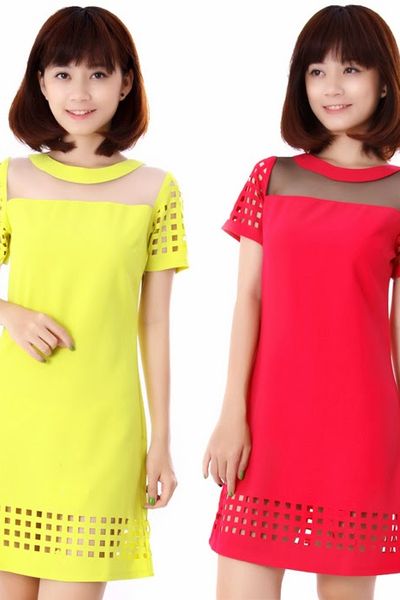 Đầm suông cắt lazer cách điệu - 0892