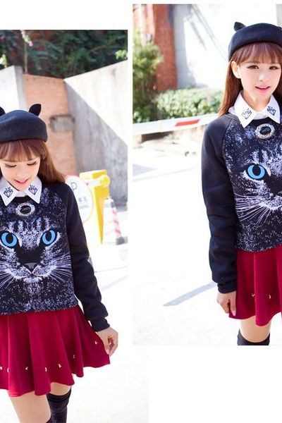 Áo nỉ nữ dài tay thời trang họa tiết độc đáo phong cách hàn quốc