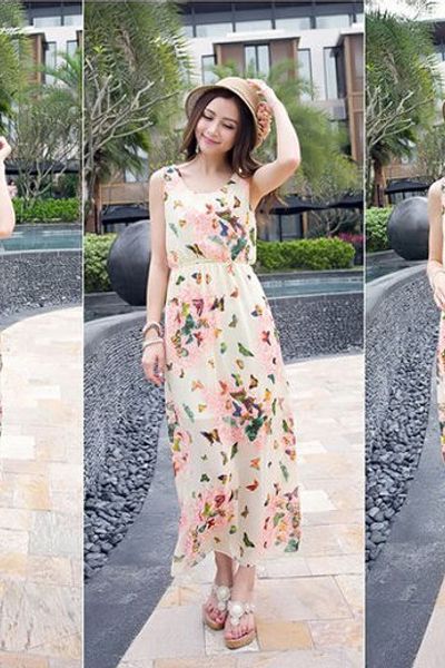 Chuyển sỉ đầm maxi họa tiết bướm