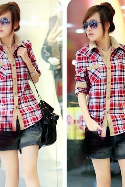Áo somi caro viền màu - mc099 ms1276