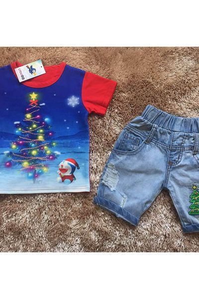 A18118 - 10/11 lydobb bộ đón noel quần jean mềm hình thêu truoc sau áo in 3dri 8size 1-8
