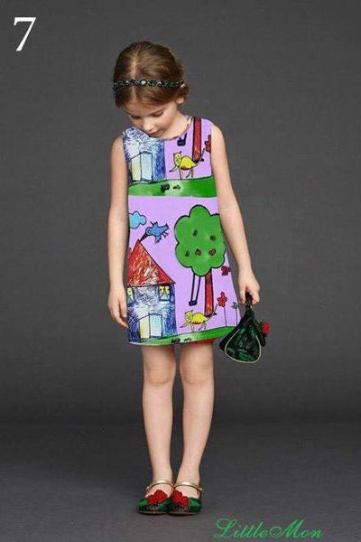 A17950 - 8/11little mon đầm 3d in 2 mặt vải tuyết mưari 8size 1-8
