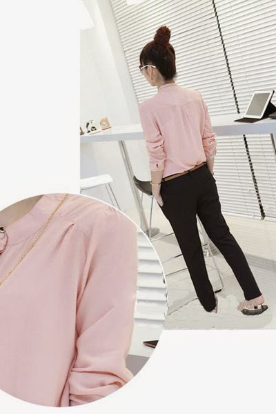 Áo voan cổ trụ pinky -0057