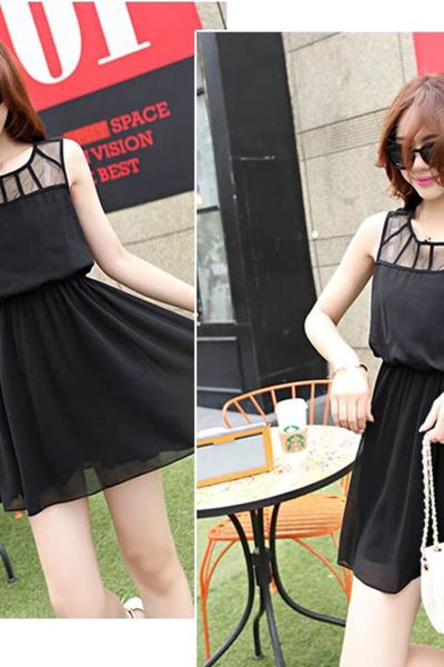 Đầm chiffon cổ voan dây adv-618