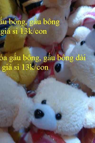 Móc khóa gấu bông màu trắng gấu bông dài 13cm - giá sỉ 13k/con