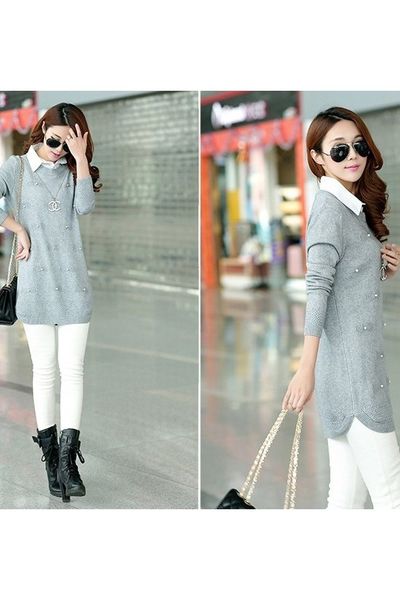Áo len lai cua đính ngọc trai - ak7023
