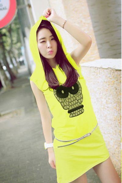 Đầm thun in hình cú cá tính