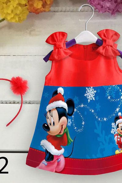 A18107 - 14/11 đầm 3d noel kèm băng đô cát giấyri 8size 1-8