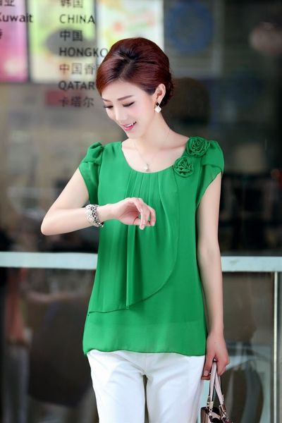 Áo voan 2 lớp đính hoa hết màu cam ms0710