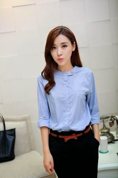 Áo sơmi cổ trụ cách điệu ms0828