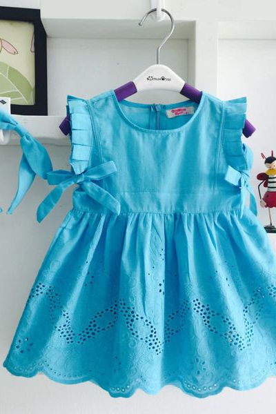 A18529 - đầm kate ren lỗ vải hàn quốc kèm băng đô oshkoshri 8size 1-8