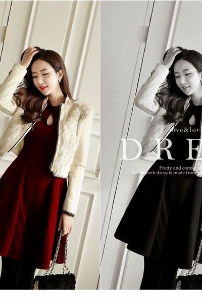 Đầm xòe cổ giọt nước ms1131
