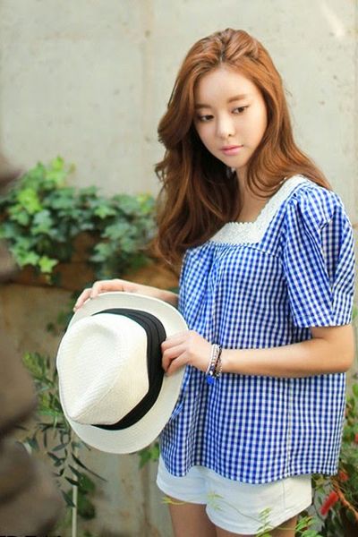Áo caro phối ren michi - mc109 ms0488