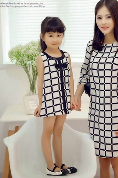 Set 02 đầm caro mẹ và bé mùa hè - mc185 ms1283