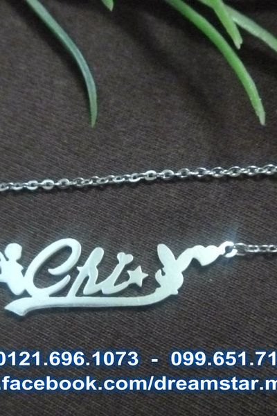 Dây chuyền inox tên riêng - họa tiết thiên thần