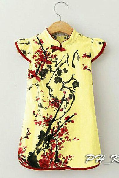 A19161 - 30/11 sườn xám cách tân cực xinh ph kids cát giấysize 1-8