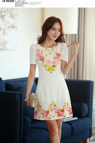 Đầm suông in hoa cổ điển - 0565