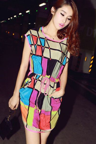 Đầm voan họa tiết hình học