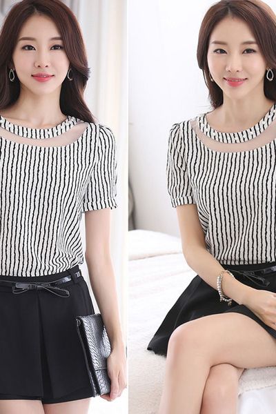 Áo somi cổ cách điệu - 1512