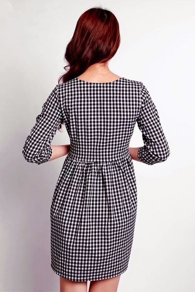 Đầm xoè caro tay lỡ - 0386