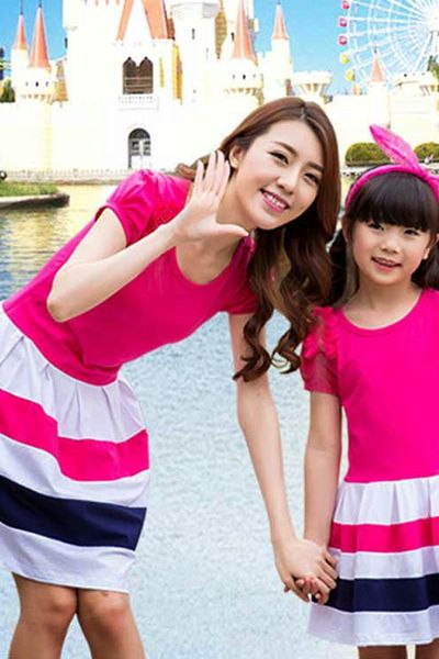 Đầm đôi phối màu mẹ và bé - 1394