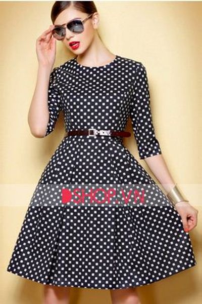 Đầm chấm bi vuông/ mã 03162