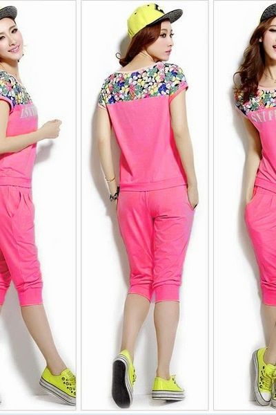 Bộ đồ thun lửng in hoa michi - 0577