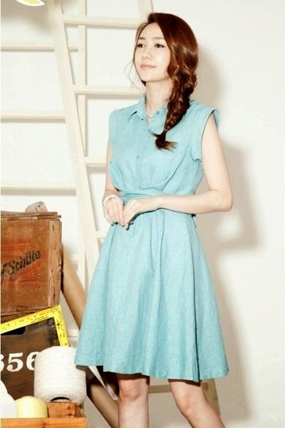 Đầm linen thắt nơ chữ v - 0862