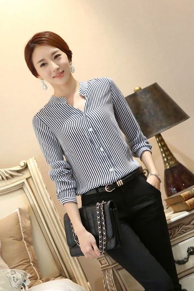 Áo sơ mi dài tay cổ trụ av0957