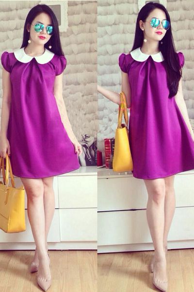 Đầm suông cổ lá sen adv-3