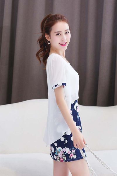 Đầm 2 lớp chấm bi hoa lá -d4234