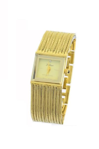 Đồng hồ julius ju960 nữ vuông dây tơ ánh vàng