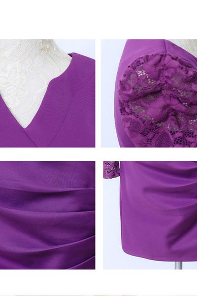 Đầm cổ v nhún eo phối tay ren màu đen có xxl - d4223