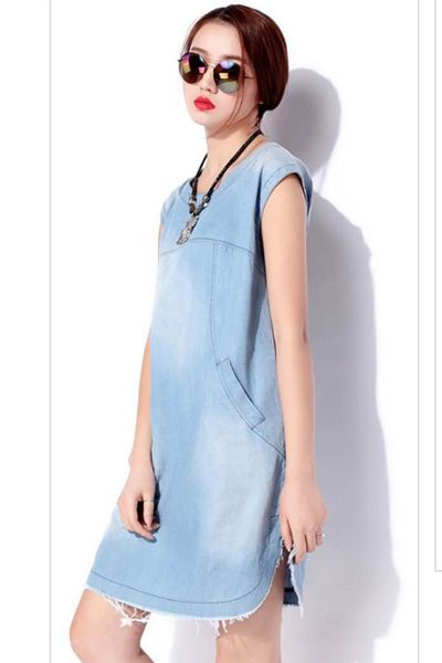 Đầm denim wax cách điệu - 1492