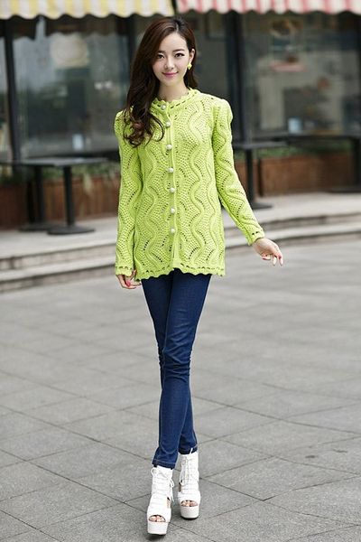 Áo len gợn sóng cài nút al0940