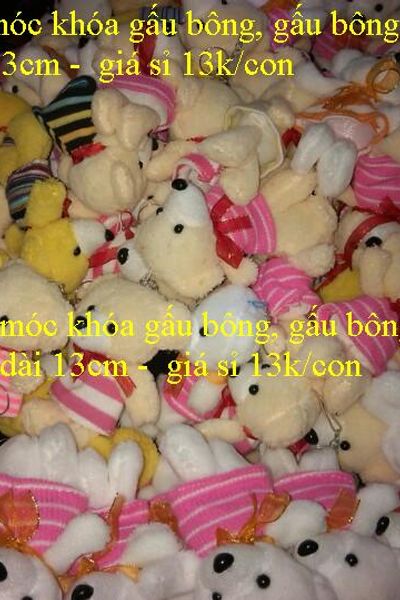 Móc khóa gấu bông màu trắng gấu bông dài 13cm - giá sỉ 13k/con
