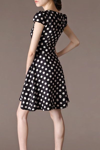 Đầm chấm bi nơ eo - 0513