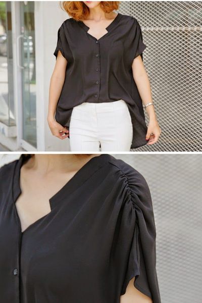 Áo phom rộng cổ chữ v - 0672