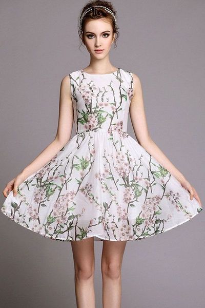 Đầm xòe họa tiết hoa anh đào - 175 - gs1250