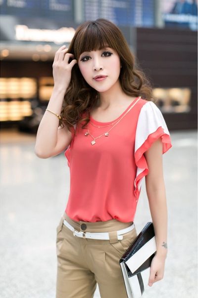 Áo voan hồng kèm áo ống av0952 kèm dây chuyền ngẫu nhiên