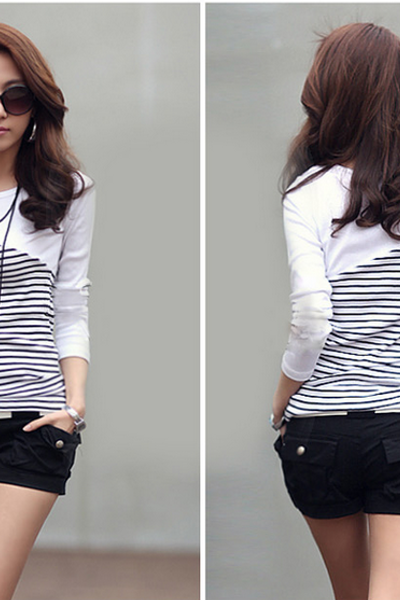 Áo dài tay kẻ chất dầy