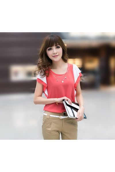 Áo voan hồng kèm áo ống av0952 kèm dây chuyền ngẫu nhiên