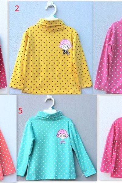 Ag 350 áo cổ lọ bi in bubbe size 1-8t thun cotton 4 chiều ri 8 mỗi màu 1 ri