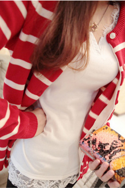 Áo dài tay phối ren công sở