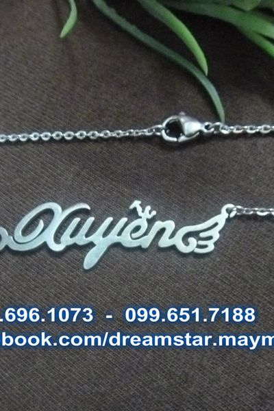 Dây chuyền inox tên riêng - họa tiết thiên thần