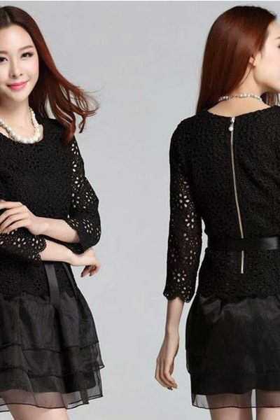 Đầm xòe ren hoa hương xuân 1135