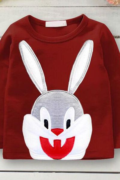 A18048 - 13/11 áo thun thỏ cười thêu đắp thun da cá cotton 4c co giãn dày mịnsize 1-8