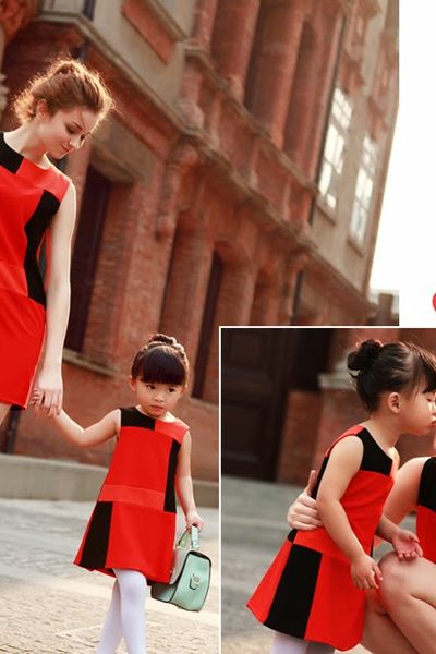 Set đầm mẹ và bé phối màu - d4067