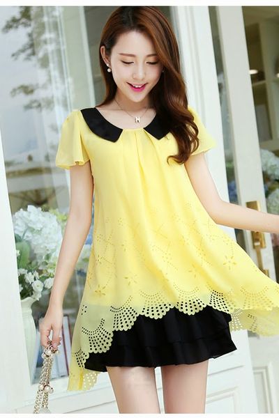 Áo voan cắt laze cách điệu - 0991